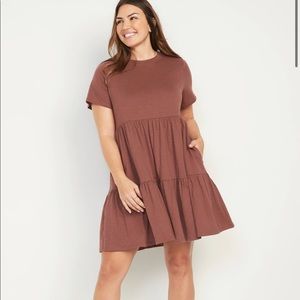 Old navy tiered mini swing dress root beer large tall